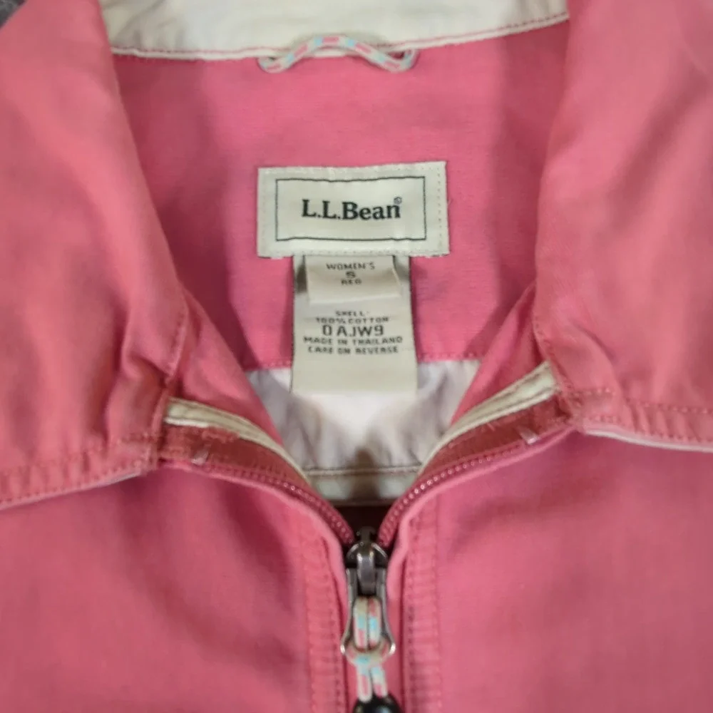 LL Bean Womens Pink Full Zip Cotton Canvas Jacket Small‎ 0AJW9 #2659